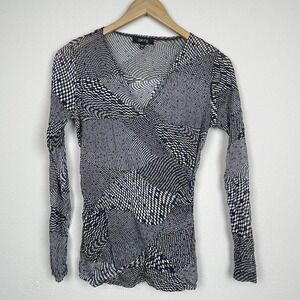 Comfy USA XS Sheer Geometric Long Sleeve Top Y2K Festival‎ Layering